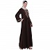 Firdaws Pintuck embroidery abaya- Coffee Brown